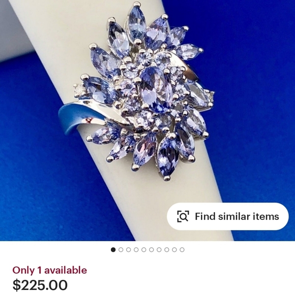 Vintage Genuine Tanzanite & Diamond Ring Sz 7! - Picture 7 of 8